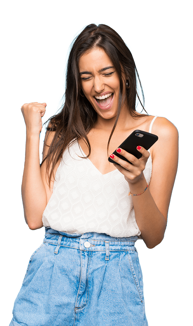 A learner smiling while using the Wranx app.